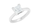 Princess Cut Solitaire Diamond Engagement Ring, 18ct White Gold, Platinum,