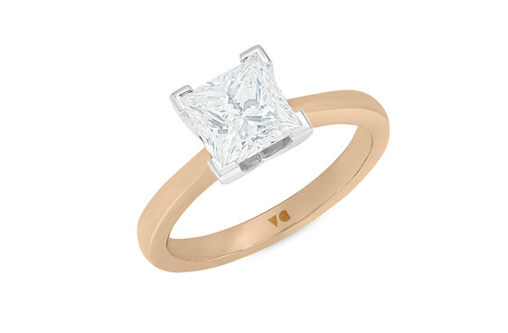 Princess Cut Solitaire Diamond Engagement Ring, 18ct Rose Gold, Platinum,