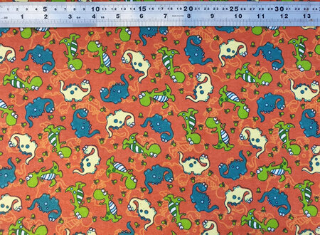 Printed Wincy - Dinosaurs on Orange