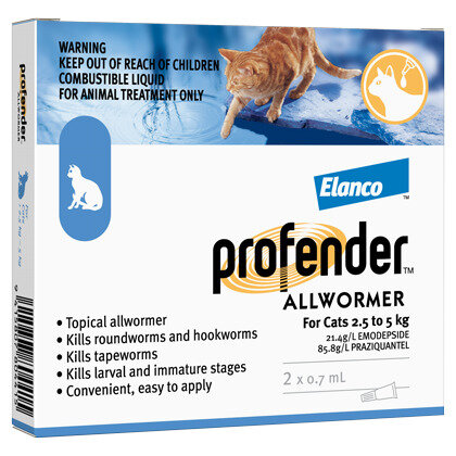 Profender™ AllWormer for Cats  2.5 - 5kg,  2 pack