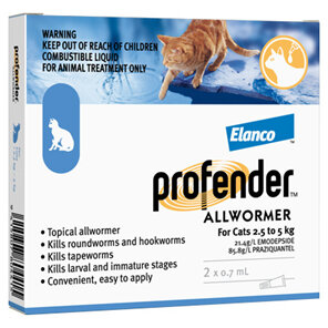 Profender™ AllWormer for Cats  2.5 - 5kg,  2 pack