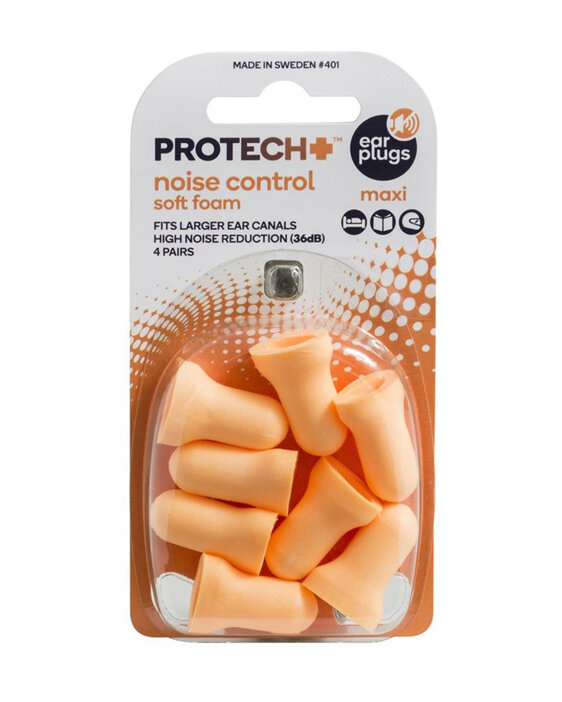 Protech Noise Control Soft Foam Ear Plugs Maxi 4 Pairs