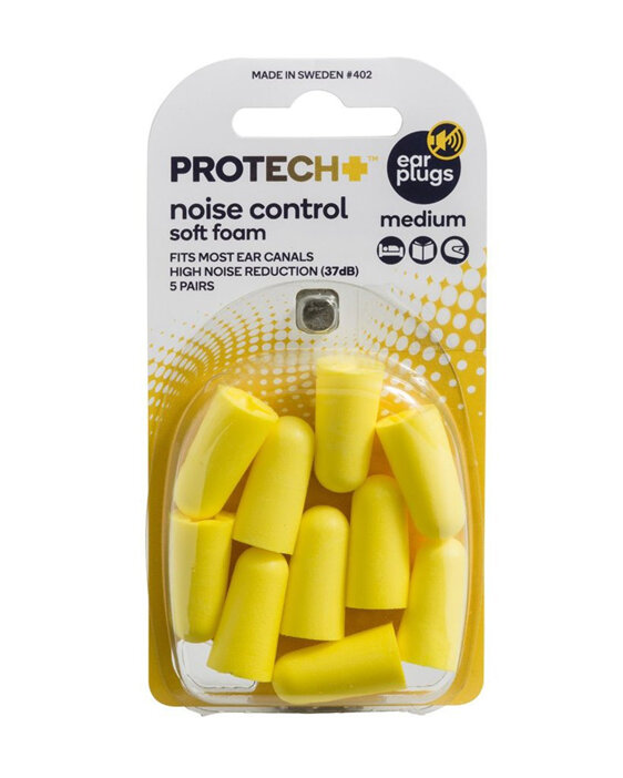Protech Noise Control Soft Foam Ear Plugs Medium 5 Pairs