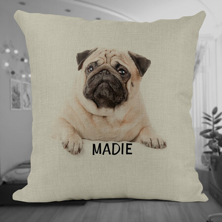 Pug Dog Personalised Cushion Cover