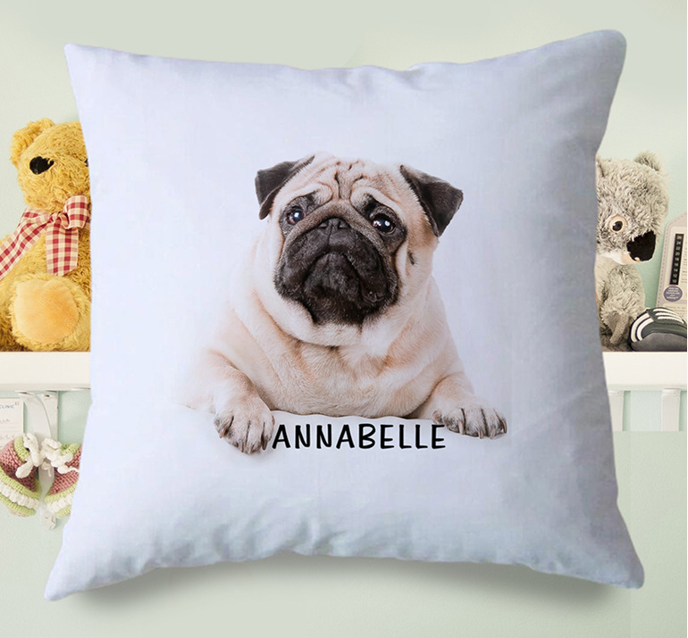 Pug Dog Personalised Cushion Cover