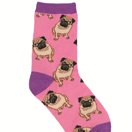 Pug Pink Socks - Kids