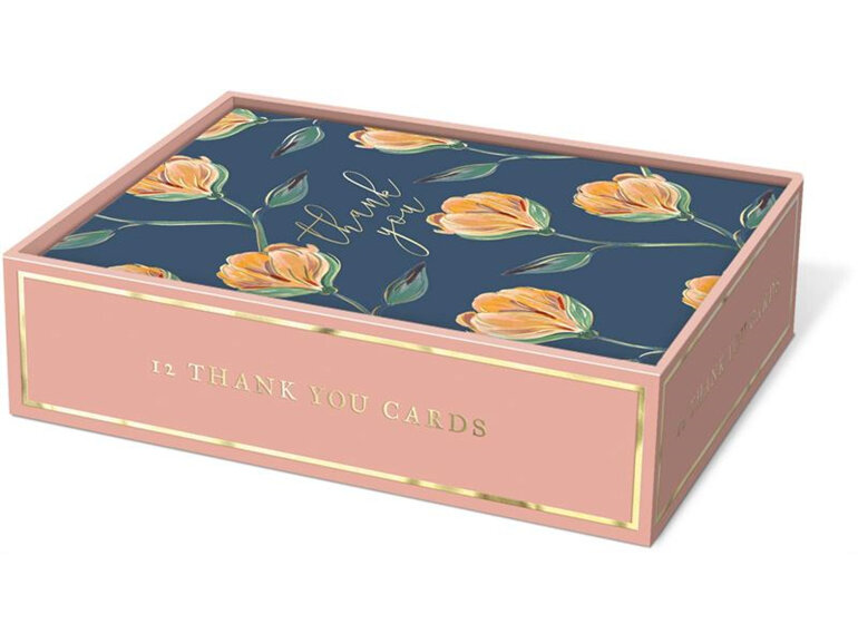 Punch Studio Florette Vine Boxed Thank You Cards 12 envelope set