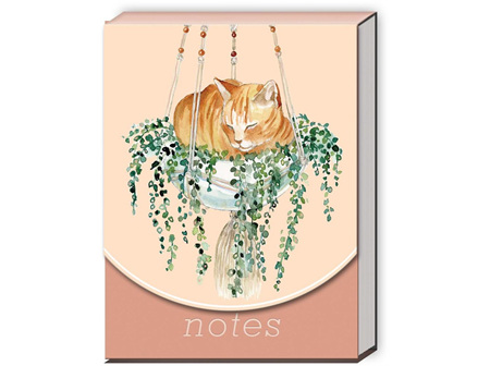 Punch Studio Tabby with Houseplant Pocket Notepad