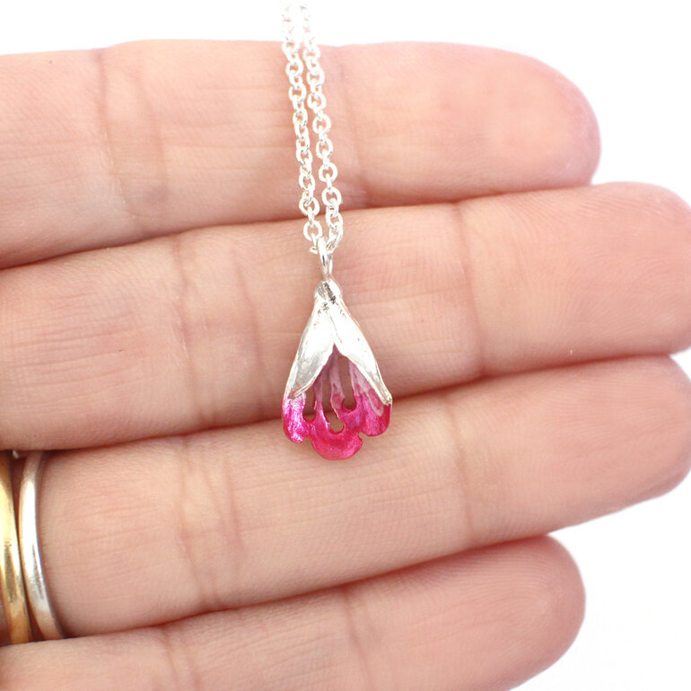puriri hot pink flower sterling silver lily griffin jewellery nz pendant