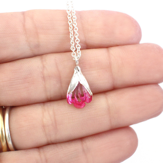 puriri hot pink flower sterling silver lily griffin jewellery nz pendant