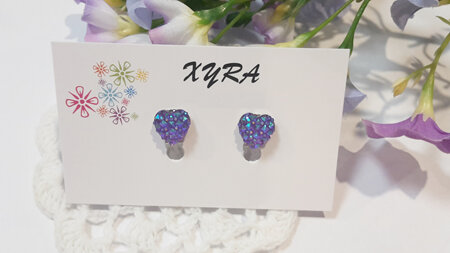 Purple Adorable Heart Clip-on Earrings