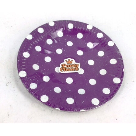 Purple Dots Party Plates x 20