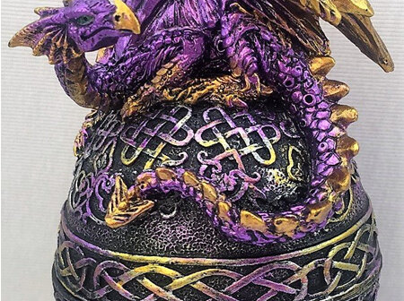 Purple Dragon on Egg Trinket Box