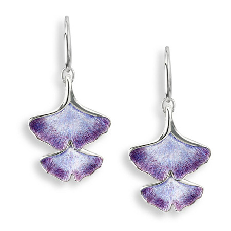 Purple Ginkgo Double Leaf Earrings
