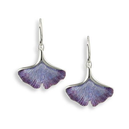 Purple Ginkgo Leaf Earrings