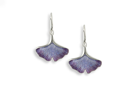Purple Ginkgo Leaf Earrings