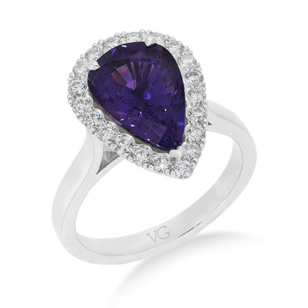 Purple Sapphire and Diamond Cluster Ring