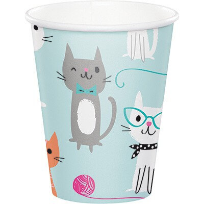 Purrfect cat cups x 8