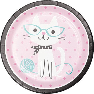 Purrfect cat plates x 8