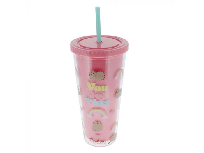 Pusheen Self Care Club: Beaker & Straw cat cup lid you got this