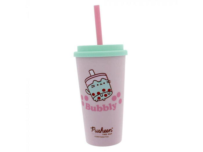 Pusheen Sips: Beaker & Straw cat cup bobba bubble tea