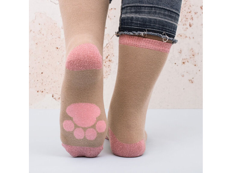 Pusheen Sock in a Mug Pink cat paw print
