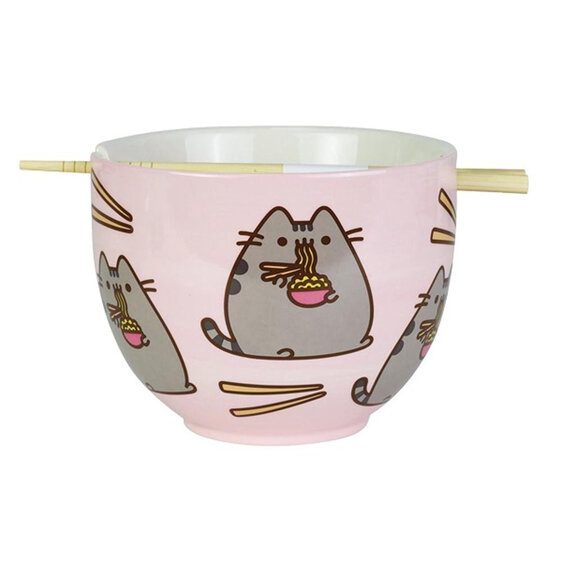 pusheen the cat ramen bowl chopsticks