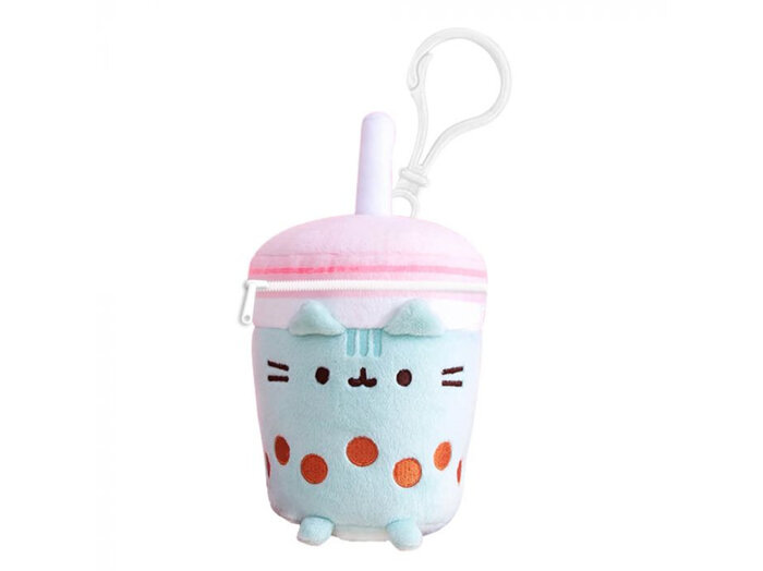 Pusheen the Cat Sips | Boba Tea Bag Charm Plush Zip Purse 14cm