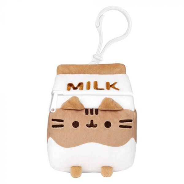 Pusheen the Cat Sips | Chocolate Milk Bag Charm Plush Zip Purse 9cm