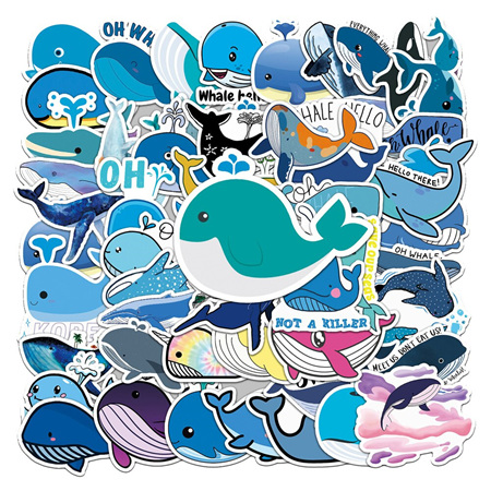 PVC Stickers - Whales x 50