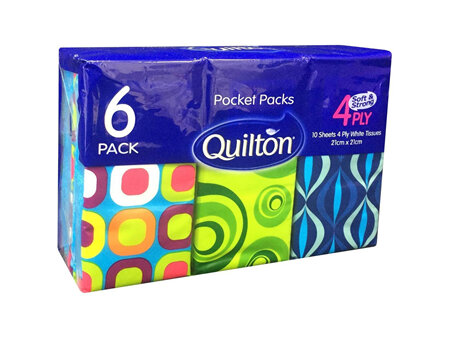 Quilton Pocket Tissues Multi 6 Pack
