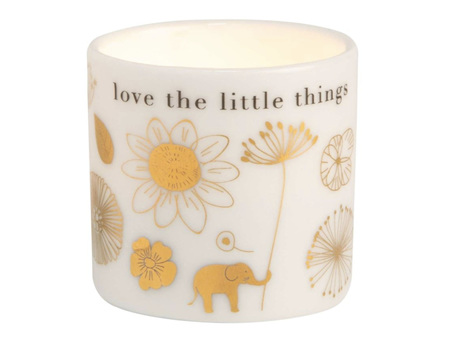 Rader Black Friday Sale! Flowers Love the Little Things Glazed Porcelain Tealight Candle Holder
