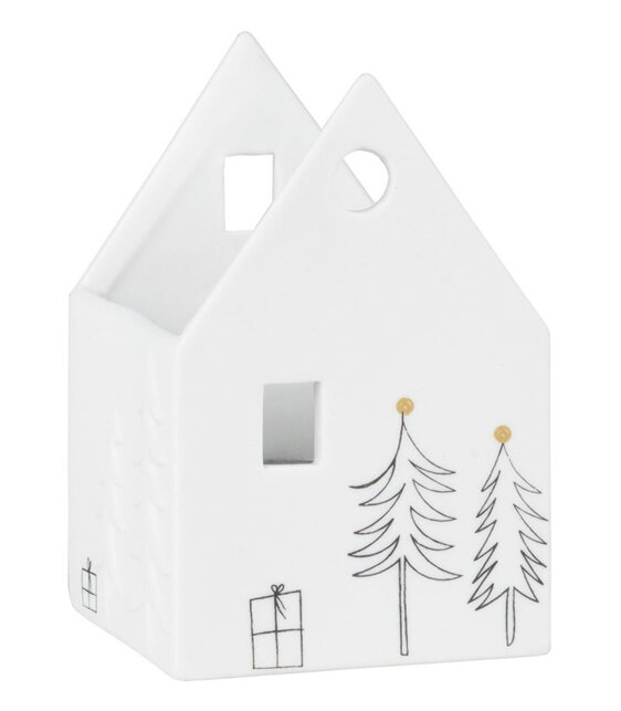Rader Little House Of Light Fir Trees Christmas Porcelain Tealight House