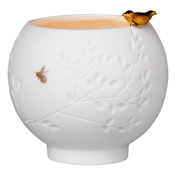 Rader Porcelain Vessel - Golden Bird with Bee Story