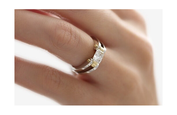 Radiant Cut Diamond Ring on hand