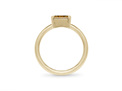 Radiant cut east-west set solitaire ring bezel and prong set yellow gold