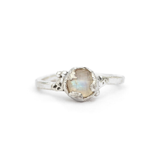Rainbow moonstone gemstone moon balance sterling silver ring lilygriffin nz