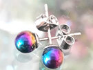 rainbow stud earring stainless steel post and back
