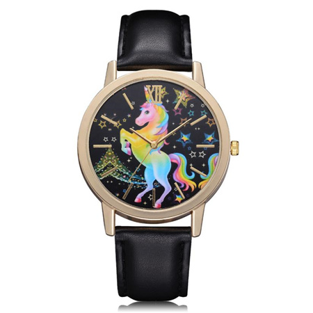 Rainbow Unicorn Watch - Black Strap