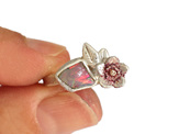 raw australian opal floral leaf flower pink sterling silver botanical ring