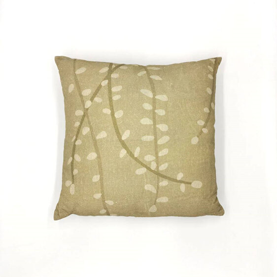 Raw Collection : Kowhai Linen Cushion Cover home leaves