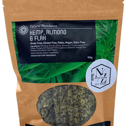 Raw Crackers, Hemp, Almond & Flax 100gr