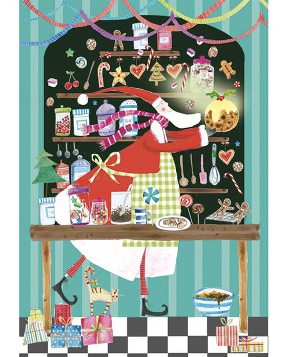 Real Exciting Designs Cooking Santa Advent Calendar Card with Christmas Pud