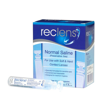 Reclens Normal Saline 15mL Vials, 15 Pack