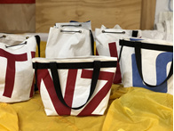 Recycled sail bags customised with your initials or favourite numbers. NZ made