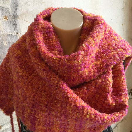 Red alpaca boucle scarf