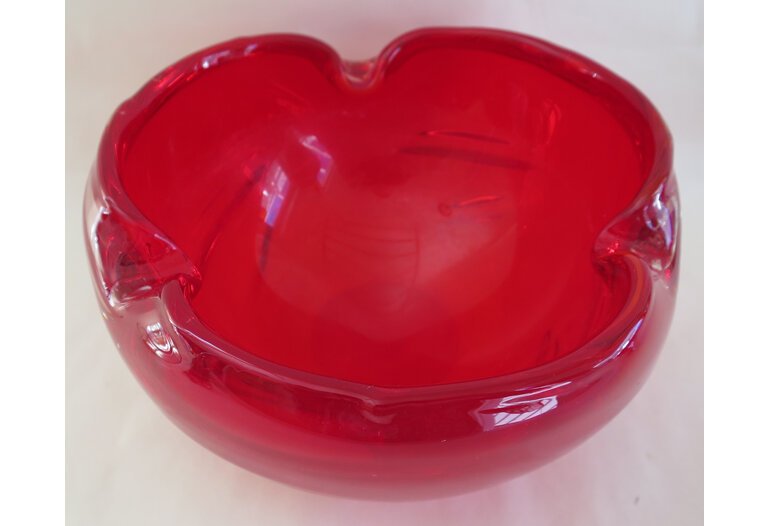Red art glass ashtray
