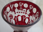 Red bohemian glass lidded goblet