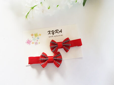 Red Bow Hair Clips