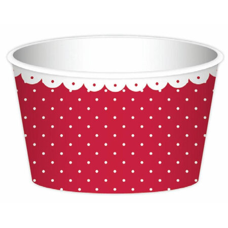 Red Dots Ice Cream Cups x 6 with Spoons